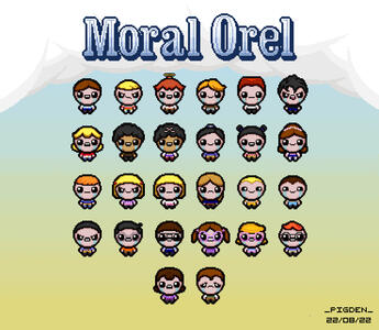 Pixel art I made out of the child characters of the show I got into since near the start of 2022 using the Isaac sprite.